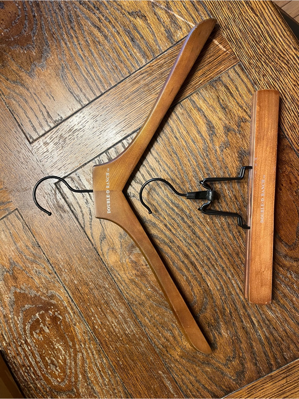 Double D Ranch Walnut Brown Wooden Suit and Clip Hangers